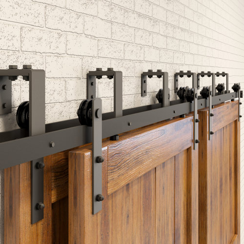 Homacer Double Bypass Barn Door Hardware Kit Wayfair Canada